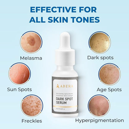 Abera Dark Spot Serum for Face, Dark Spot Corrector, Melasma & Age Spot Treatment, Boost Moisturization & Pore Minimize, All Skin Types, 0.68 fl Oz