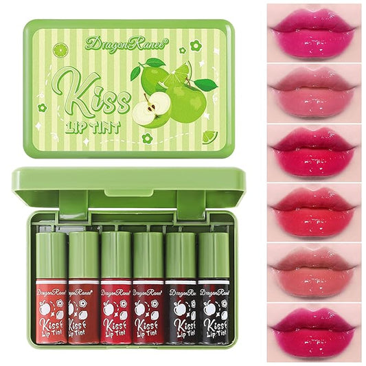 6 Colors Lip Stain Mini Liquid Lipstick,Korean Lip Gloss Moisturizing Lip Tint Makeup, Multi-use Lip and Cheek Tint, Long lasting Non-Stick Cup Lightweight, Vivid Color