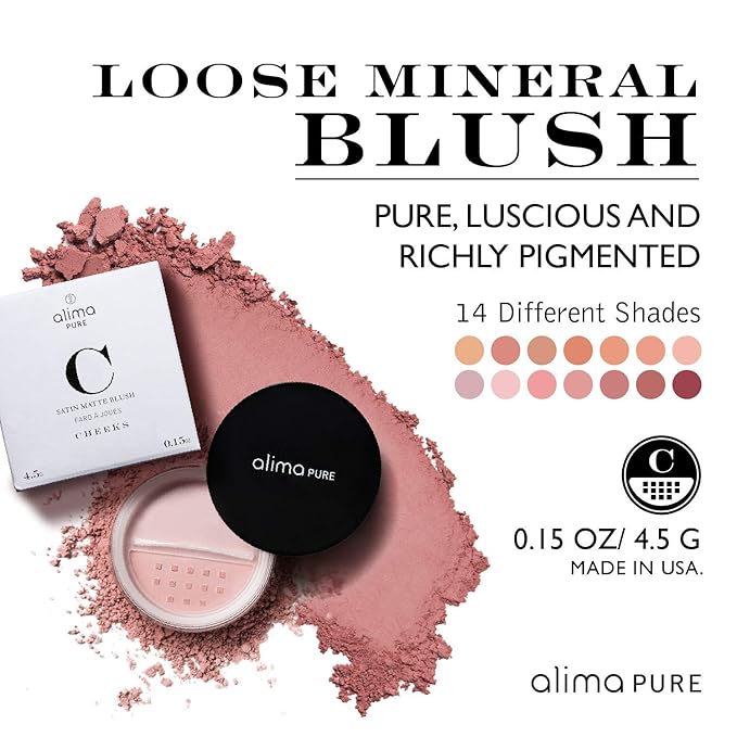 Alima Pure Loose Mineral Blush, Powder Blush Makeup, 15 oz