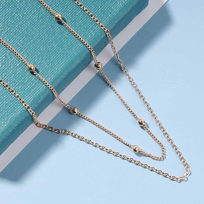 Boho Layered Satellite Choker Necklace Gold Ball Chain
