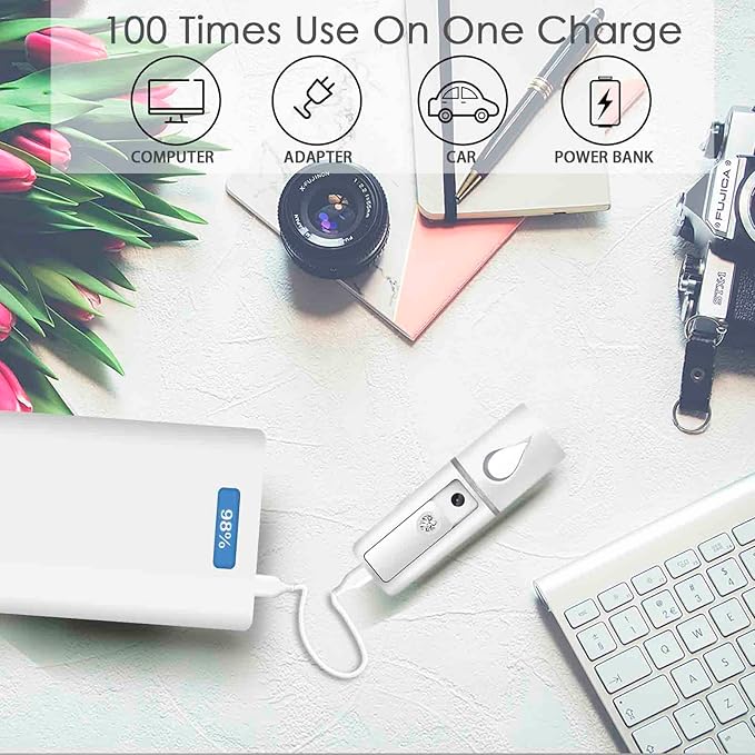 GIVERARE Nano Facial Steamer, Handy Mini Mister with Mirror, USB Rechargeable Mist Sprayer, Visual Water Tank Moisturizing&Hydrating for Face, Makeup, Skin Care, Eyelash Extensions-White