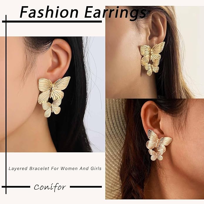 Boho Big Butterfly Drop Earrings Vintage