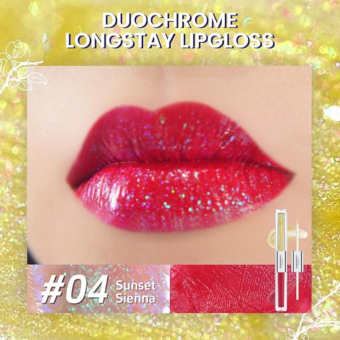 CHARMACY Multichrome Double Head Non-Stick Lip Gloss, Metallic Gloss,