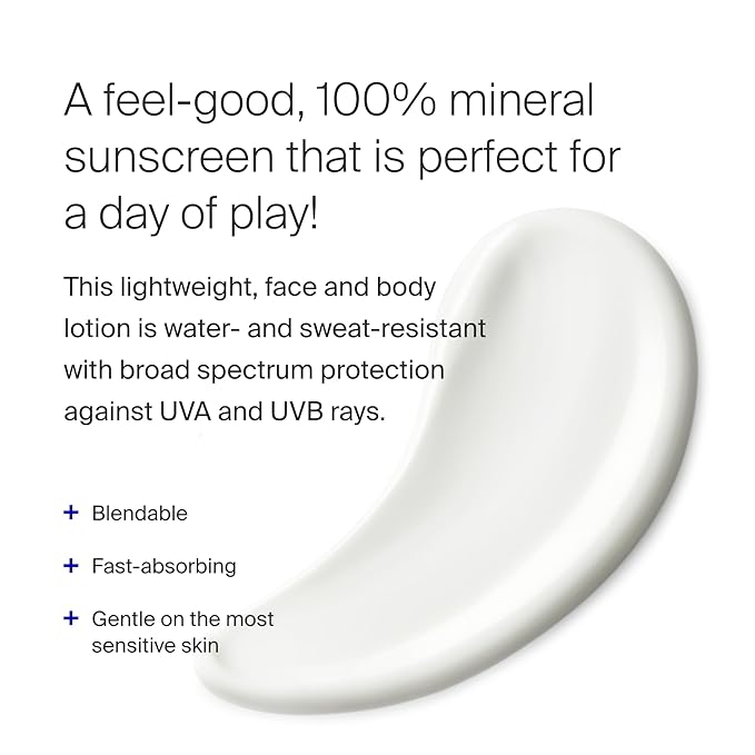 Supergoop! PLAY 100% Mineral Lotion - 1 fl oz - Broad Spectrum SPF 50 Sunscreen for Face & Body - Lightweight, Fast Absorbing + Water-Resistant - With Green Algae