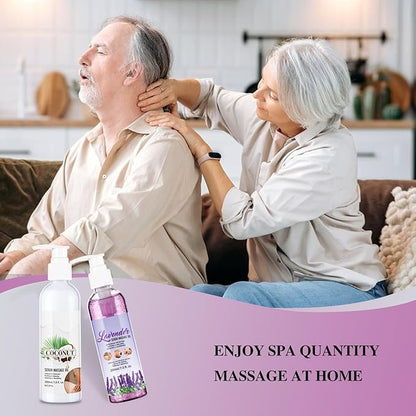 Body Massage Oil Serum, Joint Massage Oil Serum, Lavender & Coconut Massage Gel Refreshing Non-Greasy Moisturizing Body Oil Serum for Men & Women 7 fl.oz X 2