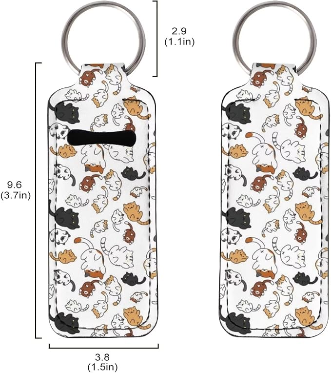 Bulopur Cartoon Cats Chapstick Holder Keychain Pouch Storage Storage