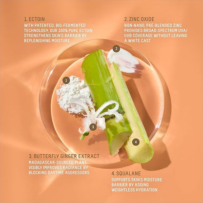 Biossance Squalane + Zinc Sheer Mineral Sunscreen. Broad-Spectrum SPF 30 PA+++ Zinc Oxide Sunscreen That Protects and Hydrates Sensitive Skin. Lightweight, Non-Greasy and Reef-Safe (1.7 ounces)