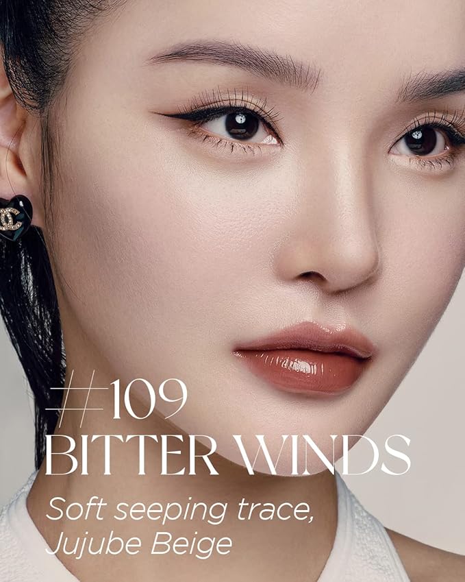 Non-Section Glowy Tint – 109 BITTER WINDS – Glass Lasting Transparent & Flexible Lip Makeup - Moisturizing Lip Stain for Glossy Finish – Buildable Lipstick for Fuller Looking Lip, 0.18 fl.oz.