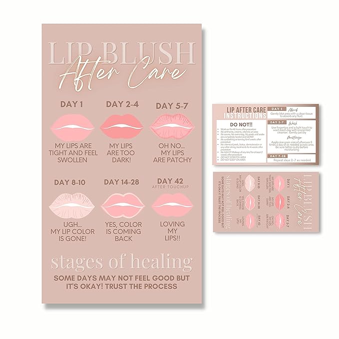 Lip Blush Aftercare Instruction Cards |