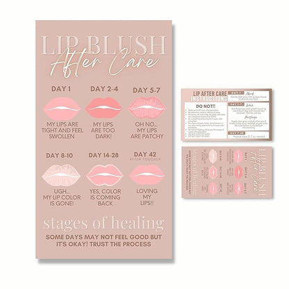 Lip Blush Aftercare Instruction Cards |