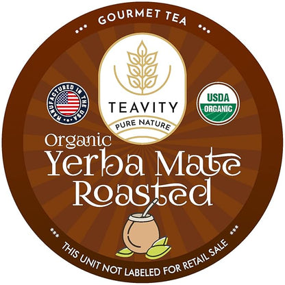 Organic Yerba Roasted Mate Tea Pods for Keurig by Teavity (36 Tea Pods)