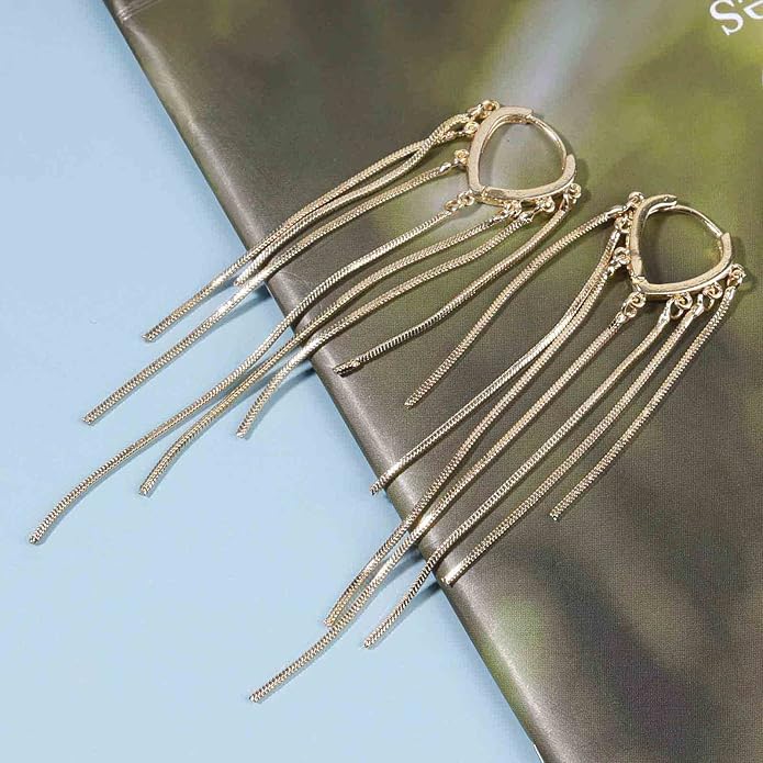 Boho Long Tassel Chain Earrings Fringe Drop Dangle