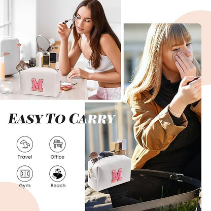 Preppy makeup bag, cute initial