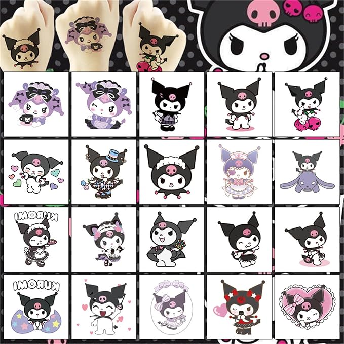 40pcs Kuomi Temporary Tattoos for Kids, kuro-mi Party Gifts (Klm)