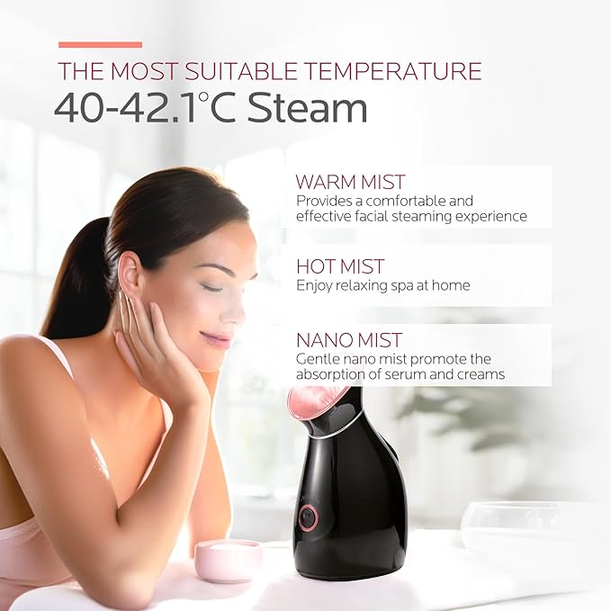 Colorfarm Facial Steamer Nano Ionic: Face Steamer Deep Cleaning Unclogs Pores - Humidifier Warm Hot Mist Home Sauna Spa for Women Men Sinuses Moisturizing
