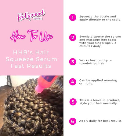 Hollywood Hair Bar | Hair Oil Regrowth Serum - Extra-Strength, Made with All-Natural Essential Oils (Squeeze Bottle) 2 oz