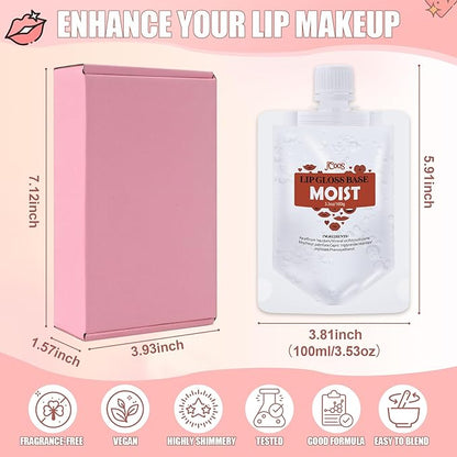 Jcoos Lip Gloss Making Kit Base 2Pcs, Transparent Gloss