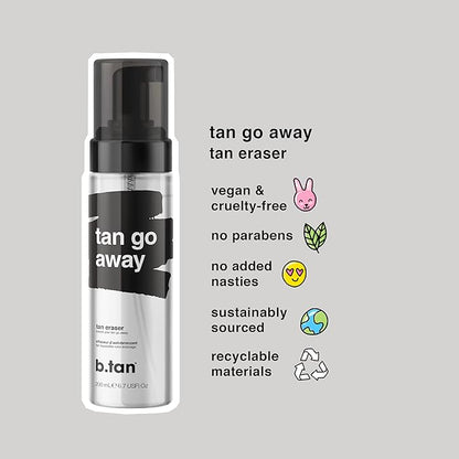b.tan Self Tan Remover | Tan Go Away - Fast Sunless Tanner Eraser that Leaves Skin Prepped & Primed For Your Next Fake Tan, Vegan & Cruelty Free, Gentle Formula, 6.7 Fl Oz