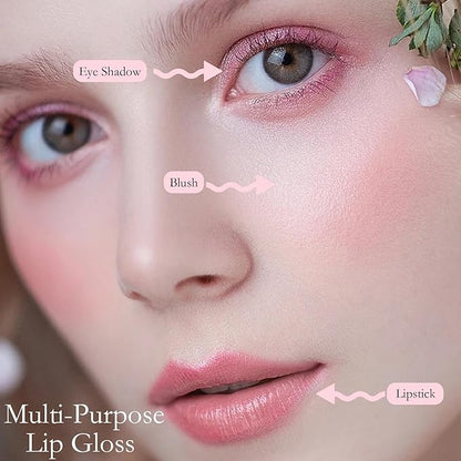 6 Colors Lip Tint Stain Set, Korean Lip Gloss Plumping Lip Tint Moisturizing Watery Mini Liquid Lipstick, Multi-use Lip and Cheek Tint, Long Lasting,Non-Stick Cup Lip Makeup