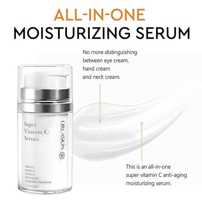 Super Vitamin C Serum For Women Over 70,Vitamin C Face Serum For Women Anti Aging Dark Spot Remover For Face Skin Care, Targets Age Spots, Wrinkles, Brightening, Pore Minimizer, Hydration 1.7fl Oz
