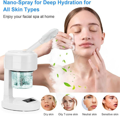JOSTZHXIN Facial Steamer Nano Ionic Face Steamer with Extendable Arm,Portable Facial Steamer 360°Rotating Nozzle Esthetician Steamer for Personal Care at Home or Salon