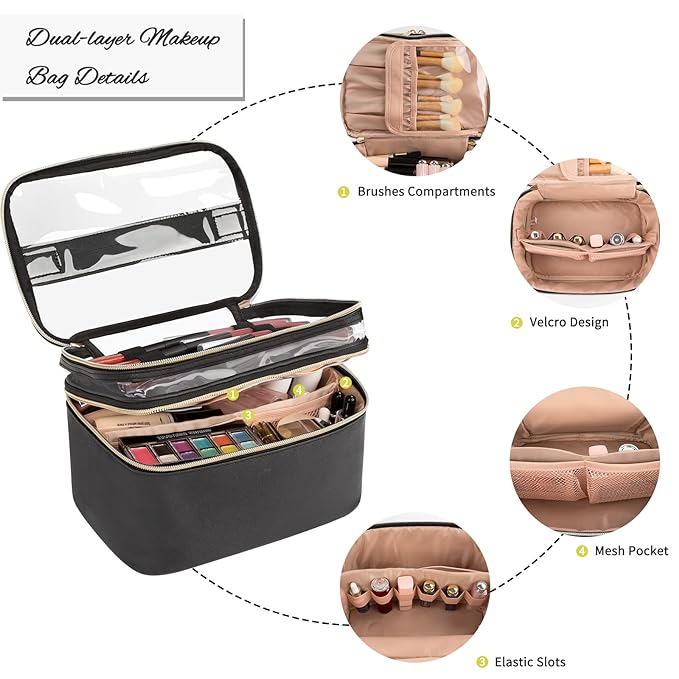 Makeup bag, double layer cosmetic