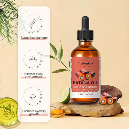 Batana Oil, Batana Oil for Hair Growth, Strengthens Hair, Massages Skin, Suitable for All Hair Types and Skin Types (Batana Oil, 3.4 Fl Oz)