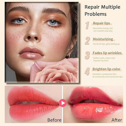 6PCS Bee Lip Balm Honey Pot，Honey&Strawberry&Watermelon&Cherry&Apple&Coconut