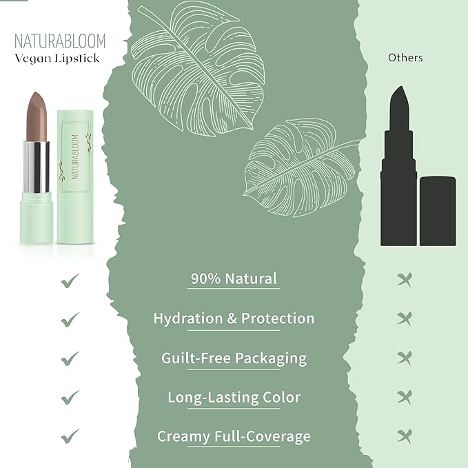 Vegan Lipstick (Hazel) - Sensational One-Stroke Long Lasting Lipstick from Natural Oils & Butters Full-Coverage Lip Color with Shea Butter & Coconut Extact - Premium Hydrating Lipsticks