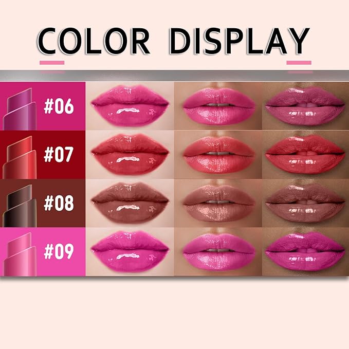 Click Lip Gloss Pen For Women Plumping Lip Stain Color Changing Waterproof Long Lasting Jelly Tinted Lip Balm Hydrating Lip Oil For Dry Lips （07 08 09）