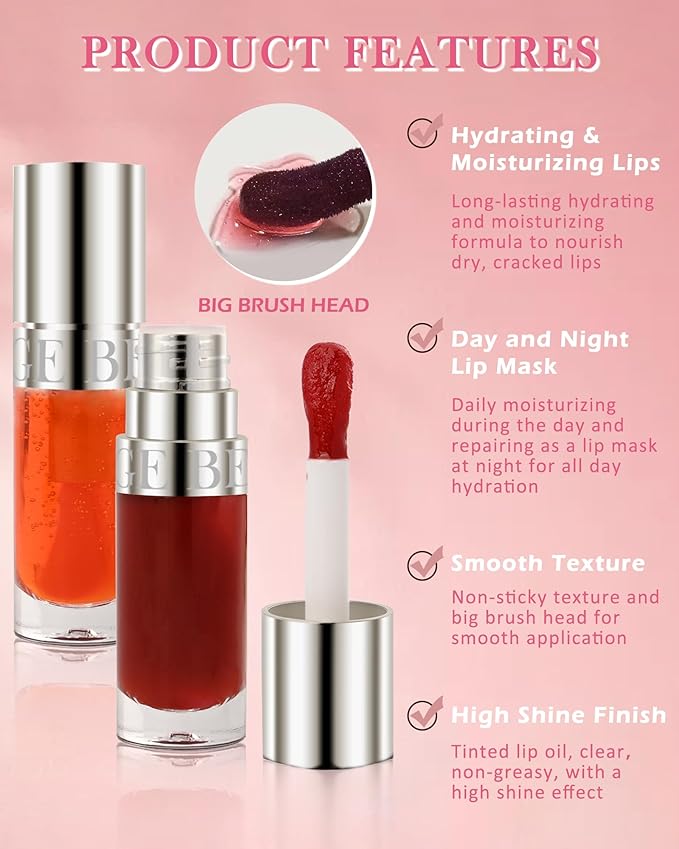 Lip Glow Oil Kit-3 Colors Moisturizing Tinted Lip Glow