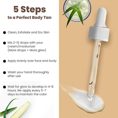 Team Tan Self Tanning Drops - Fully Customizable Body and Face Tanning Drops, Active Skincare Ingredients Enriched Self Tanner Kit for Fake Tan, No Streaks or Nasty Smell (Dark)