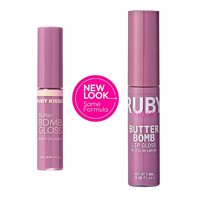 Ruby Kisses Lip Gloss Butter Bomb Gloss Non-Sticky Lip Gloss Vitamin E Natural Nude Lip Makeup - 7.8mL (0.26 US fl.oz) (Wifey)