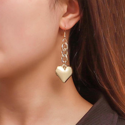 Boho Large Heart Drop Earrings Vintage