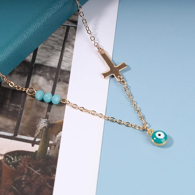 Boho Evil Eye Necklace Exquisite Cross