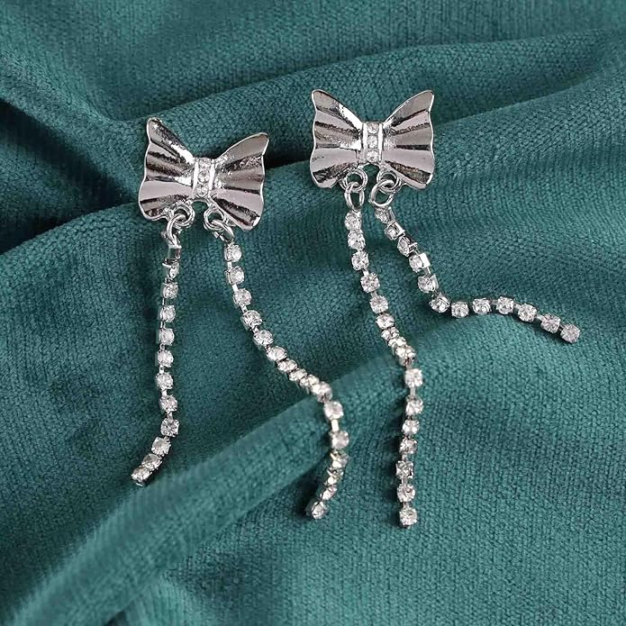 Vintage Bow tennis chain Drop Earrings