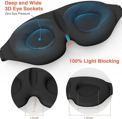 Sleep Eye Mask for Men Women 3D Contoured Cup, Concave Molded, Block Out Light, Molded Soft Comfort Eye Shade with Adjustable Strap (Purple, 2 Count (Pack of 1))