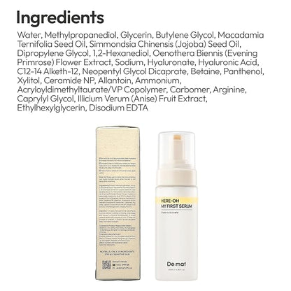 Here-Oh My First Bubble Texture Hydrating Serum with Hyaluronic Acid | Face Serum for Skin Barrier Repair and Glowing Skin | Korean Serum for Dry Skin & Sensitive Skin (1.69 fl oz)