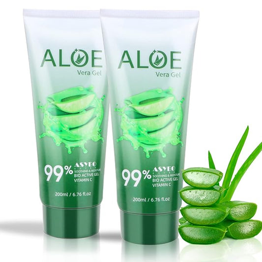 200x2 ML Aloe Vera Gel – 99% Organic Pure Aloe Vera Hydrating Face & Body Moisturizer, Natural Aloe Cream for Dry Skin, Sunburn, Acne, Soothing & Moisturizing