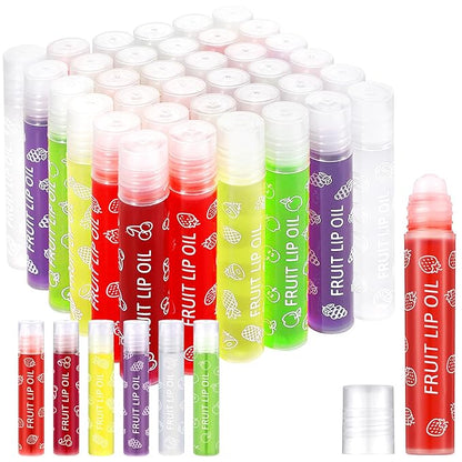 30 Pcs Roll on Lip Gloss Glossy Fruit Lip Oil Clear Flavored Lip Make up Party Gifts, Assortment Set(Multiple)