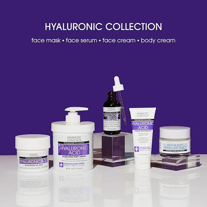 Advanced Clinicals Hyaluronic Acid Serum For Face | Moisturizing Facial Skin Care Products | Hydrating Serum For Face Helps Improve Look Of Wrinkles, Fine Lines, & Uneven Dry Skin Texture, 1.75 Fl Oz