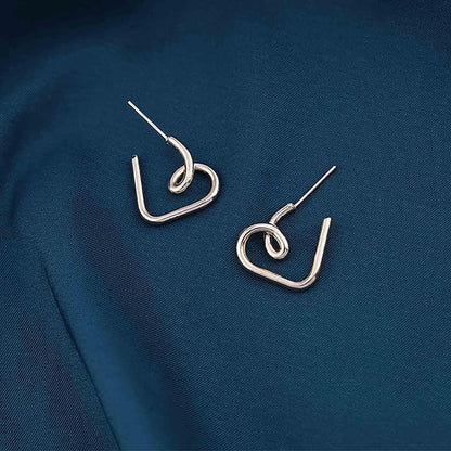Vintage Heart Hoop Earrings Gold Heart