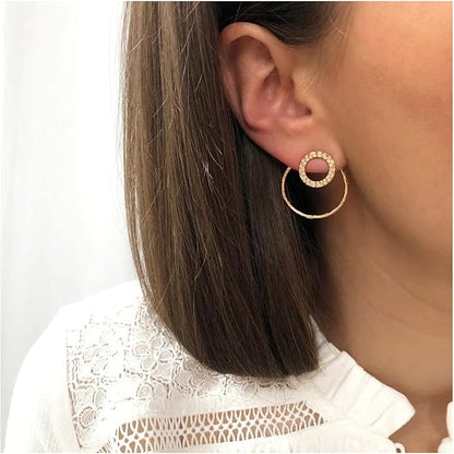Vintage Crystal Circle Ear Jacket Earrings