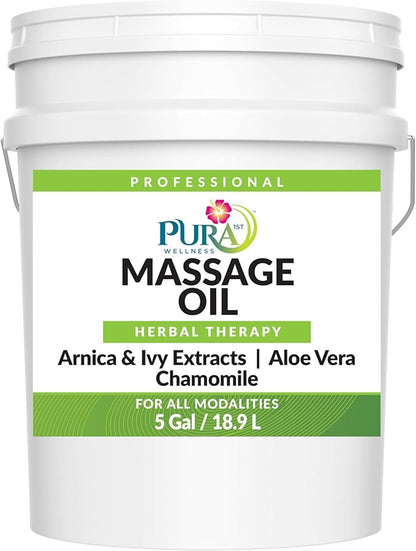 5 Gallon Herbal Massage Oil, Hypoallergenic Formula for Muscle Relief, Professional Deep Tissue, Unscented for Physical Therapy and Muscle Recovery, Hydrating, Skin Restoring