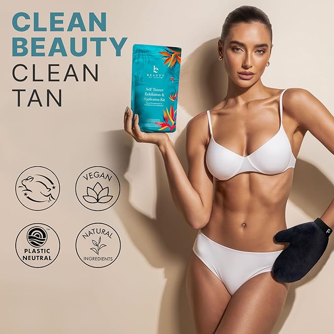 Tanning Lotion Self Tanner Kit - USA Made with Organic & Natural Ingredients, Self Tanning Lotion Face Tanner & Application Kit, Non Toxic Gradual Tan Lotion, Sunless Tanning Lotion for Women & Men