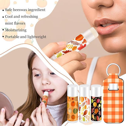 18 Sets Fall Pumpkin Lip Balm Bulk and Lip