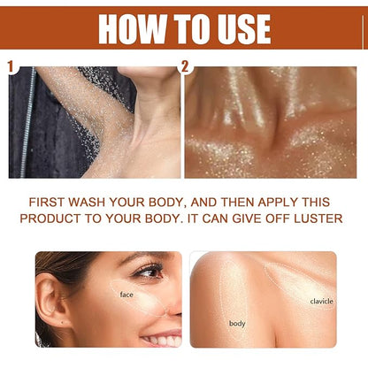 Shimmer Body Oil,Long Lasting Waterproof Face Brighten Glow Shiny Gold)