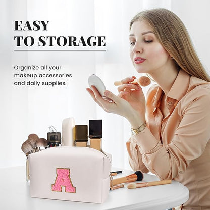 Preppy makeup bag, cute initial