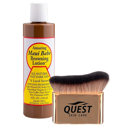 Amazing Maui Babe Browning Lotion 8oz - Maui Babe Tanning Lotion with Body Tanning Brush - Maui Tanning Lotion Kit