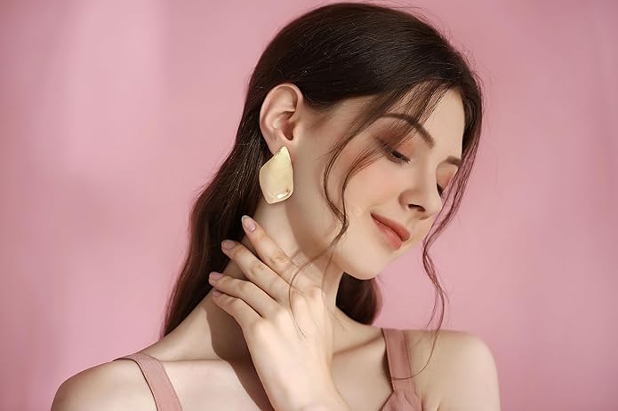 CLASSYZINT Gold/White/Red/Black Flower Stud Earrings